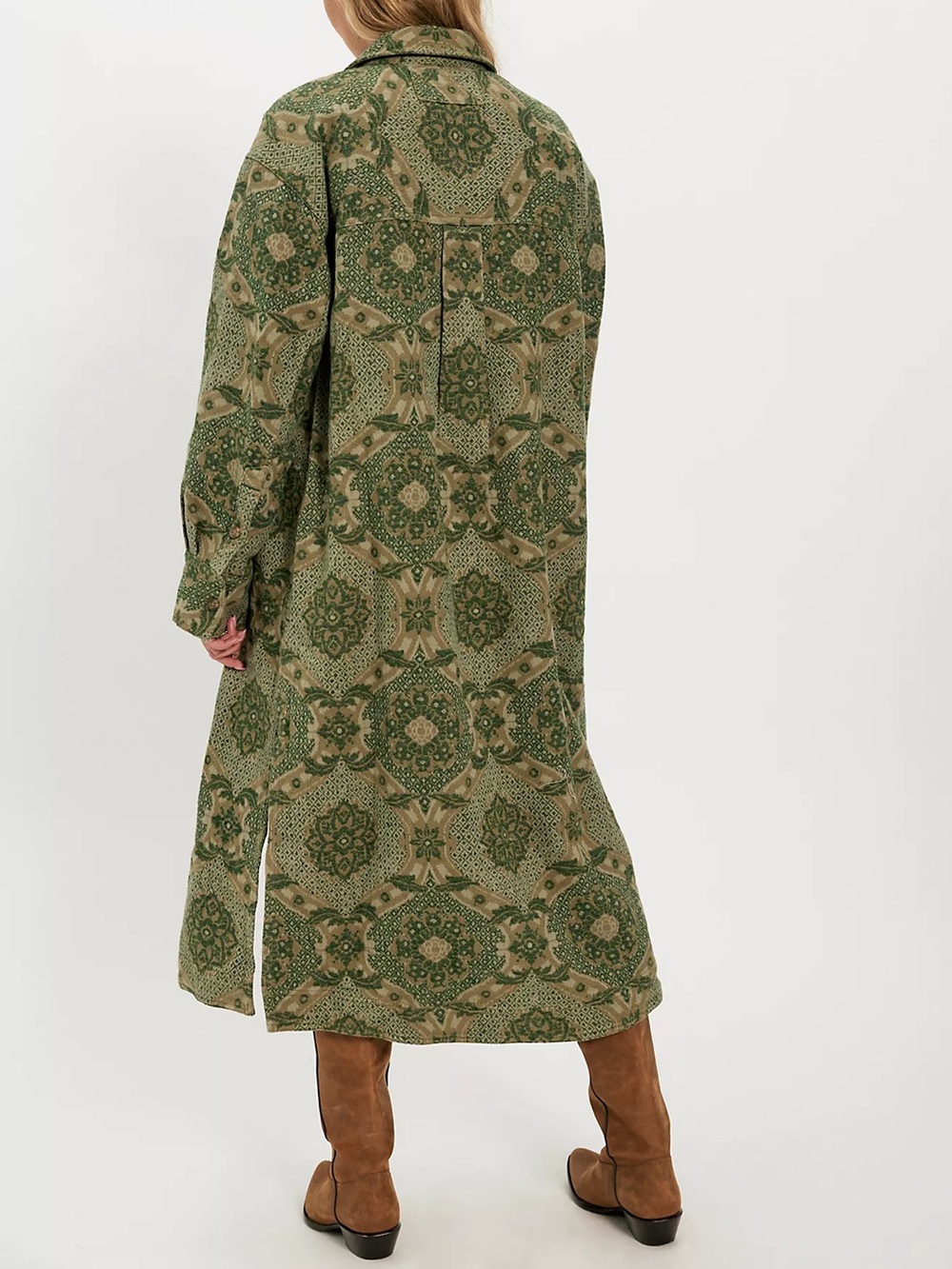 Free People We The Free Brick Lane Jacquard Maxi Shirt Jacket XS 90s Whimsigoth - Picture 3 of 13